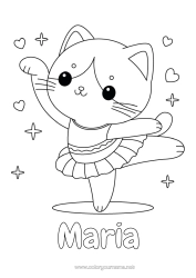 Coloriage personnalisable Mignon Sport Chat Kawaii Danse Animal Chiens et chats Sports artistiques