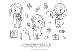 Colorear personalizable Enfermo Médico Profesiones de la salud