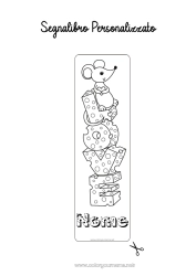 Anpassningsbar färgläggningssida Hjärta Mus Jag älskar dig. Mat Djur 