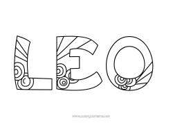 Anpassningsbar färgläggningssida Söt Lugn och zen Mandala Siffra Utsmyckat namn