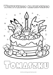 Colorear personalizable Tarta Cumpleaños Pokemon Manga Mensaje de feliz cumpleaños (inglés) Dibujo animado