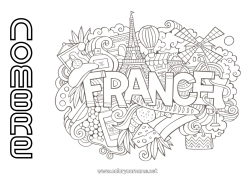 Colorear personalizable Geografía Francia Simbolos País 14 de julio