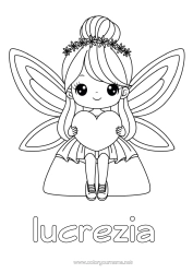 Anpassbare Malvorlage Herz Zahnfee Insekten Fee Libelle