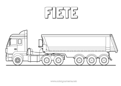Anpassbare Malvorlage Fahrzeuge Lastwagen und Nutzfahrzeuge Transportberufe Kipplaster