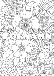 Página de desenho personalizável Flores Nome decorado Anti-stress