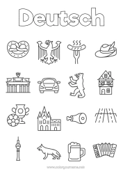 Página de desenho personalizável Bebida Símbolos Alemanha Pretzel Cerveja