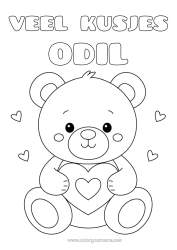 Coloriage personnalisable Ours Mignon Coeur Je t'aime Animal Ourson Animaux de la forêt