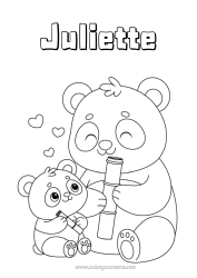 Coloriage personnalisable Animal Panda Autres animaux du monde Famille d'animaux Bébé animal Bambou