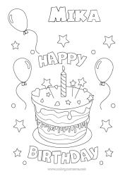 Coloriage personnalisable Bougie Gâteau Anniversaire Ballons