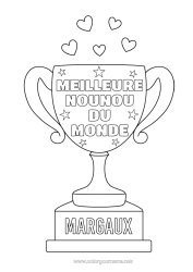 Colorear personalizable Copa, trofeo, medalla Niñera Mejor Competitions and Rewards