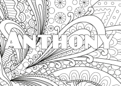 Colorear personalizable Nombre decorado Dibujos complejos para colorear Zentangle Fondo decorativo