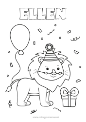 Pagina da colorare personalizzabile Compleanno Leone Animale Disegni da colorare facili Animali selvatici dell'Africa