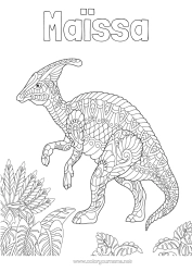 Página de desenho personalizável Calmo e zen Mandala Dinossauros Animal Parasaurolophus