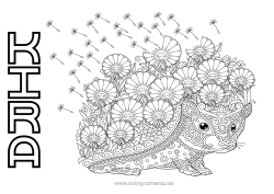Pagina da colorare personalizzabile Fiori Riccio Mandala Autunno Primavera Animale Animali della foresta