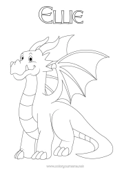 Pagina da colorare personalizzabile Drago Animale Draghi, unicorni e animali fantastici
