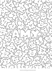 Pagina da colorare personalizzabile Nome decorato Cinema Pop Corn Dolci, zuccherini