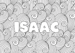 Pagina da colorare personalizzabile Mandala Estate Mare Nome decorato Zentangle Sfondo decorativo Onde