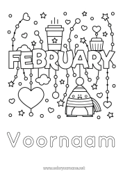 Página de desenho personalizável Coração Caneca Café Bebida Cupcake Mês do Ano