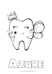 Pagina da colorare personalizzabile Dente da latte Topo dei denti Fata dei denti