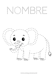 Página de desenho personalizável Elefante Atividades para Crianças Animal Desenhos para colorir fáceis Rastreie e Pinte Animais selvagens da África