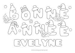 Colorear personalizable Feliz año Acebo Mensaje 