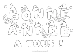 Colorear personalizable Feliz año Acebo Mensaje 