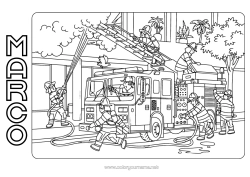 Colorear personalizable Vehículos Bombero Camión de bomberos Vehículos de rescate y emergencia Fuego Profesiones de Seguridad