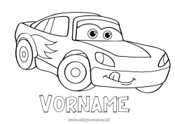 Colorear personalizable Vehículos Coches Coche de carreras Automóviles, furgonetas y autocaravanas Vehículos de carreras y pistas Dibujo animado Cartoon Vehículos con personajes