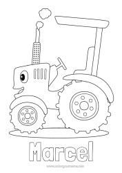 Colorear personalizable Vehículos Tractor Vehículos agrícolas Granja Oficios de la Granja Cartoon Vehículos con personajes