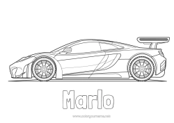 Colorear personalizable Vehículos Coches Carrera Automóviles, furgonetas y autocaravanas