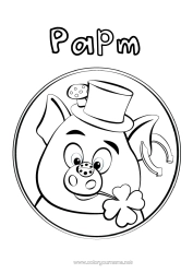 Coloriage personnalisable Cochon Chance Animaux de la ferme