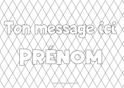 Coloriage personnalisable Carnaval Mardi gras Nom décoré Formes géométriques Harlequin Fond décoratif