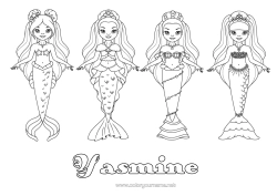 Colorear personalizable Sirena Juegos y juguetes Muñeca