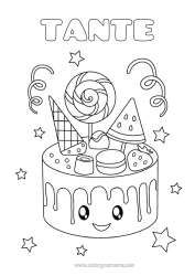 Customizable coloring page Sweets Cake Kawaii Treats Lollipop Marshmallows Macaron