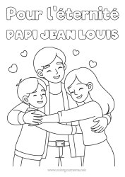 Página de desenho personalizável Papai Menina Menino Criança Mensagem de