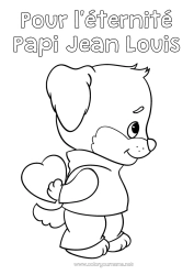 Página de desenho personalizável Coração Cachorro Eu te amo Animal Mensagem de