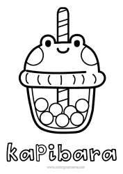 Página de desenho personalizável Sapo Bebida Desenhos para colorir fáceis Animais marinhos ou aquáticos Chá de bolhas