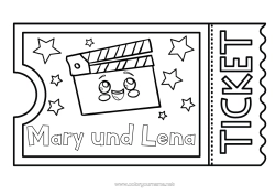 Anpassbare Malvorlage Kino Ticket
