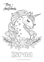 Colorear personalizable Cumpleaños Kawaii Unicornio Dibujos intermedios para colorear Mensaje de feliz cumpleaños (inglés) Dragones, unicornios y animales fantásticos