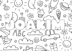 Coloriage personnalisable Nom décoré Doodle Fond décoratif