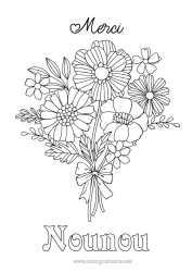 Coloriage personnalisable Fleurs Mamie Nounou Merci