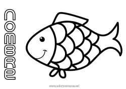 Coloriage personnalisable Activités enfants Animal Poisson Poisson d'avril Coloriages faciles Animaux marins ou aquatique