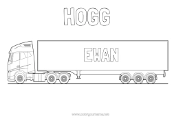Colorear personalizable Camión Vehículos Camiones y vehículos utilitarios Profesiones del transporte Camionero