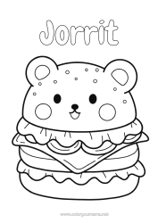 Colorear personalizable Lindo Kawaii Alimento Dibujos fáciles para colorear Hamburguesa