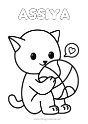Customizable coloring page Cute Sport Cat Kawaii Balloons Animal Basketball Dog and cat Team sports