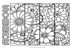 Coloriage personnalisable Fleurs Marque page Anti-stress