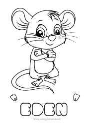 Pagina da colorare personalizzabile Dente da latte Topo dei denti