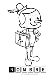 Pagina da colorare personalizzabile Pinocchio Fiaba Disegni intermedi Libro Lettura Racconti per Bambini