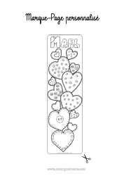 Página de desenho personalizável Coração Marcador de Página