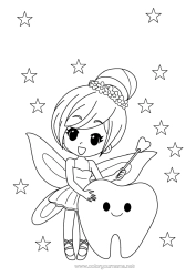 Pagină de colorat personalizabilă Dinți de lapte Zâna dinților Baghetă magică